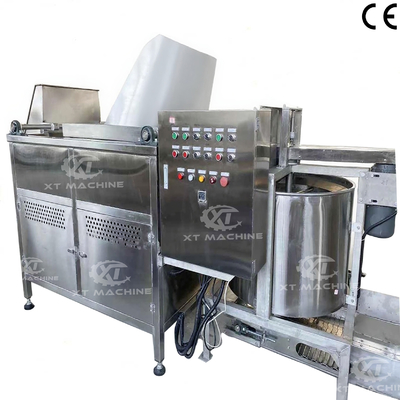 Ein guter Preis. Automatischer Entleerungs-Mandel-Erdnuss-Chargenfrittierer, pulverbeschichtet, Erdnuss-Bohnen-Nuss-Frittiermaschine Online
