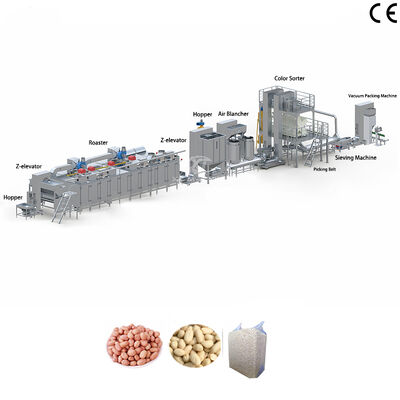 Ein guter Preis. SS304 Produktionslinie für das Rösten und Blanchieren von Erdnüssen für Lebensmittelzwecke mit PLC für Nussverarbeitungsbetriebe Online
