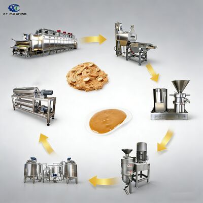 Ein guter Preis. Automatische Erdnussbutter-/ Mandelpaste-/Cashew Jam-Produktionslinie 200-5000 kg/h Röster/Split-Blanching-Maschine/Schleifmaschine Online