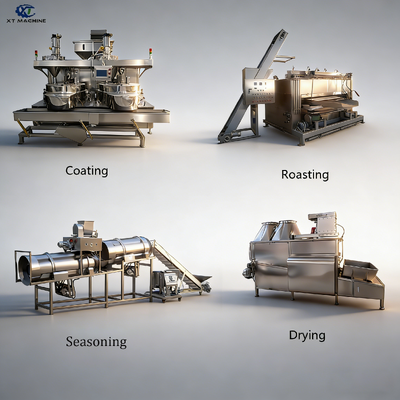 500-1000 kg/h SUS304 Erdnussbeschichtungsmaschine mit Siemens PLC für Nussverarbeitungslinie