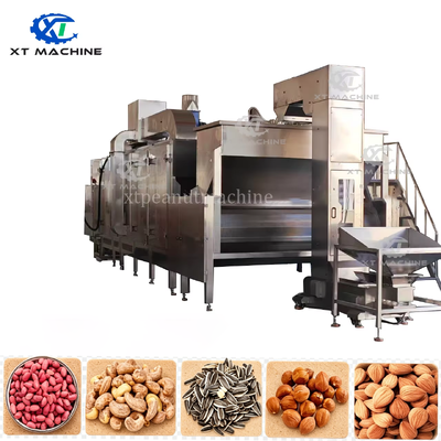 304 Edelstahl Kontinuierlicher Nussroaster mit PLC-Steuerung und 3000 kg/h Kapazität für Erdnuss/Samen/Mandeln/Cashew-Röstung